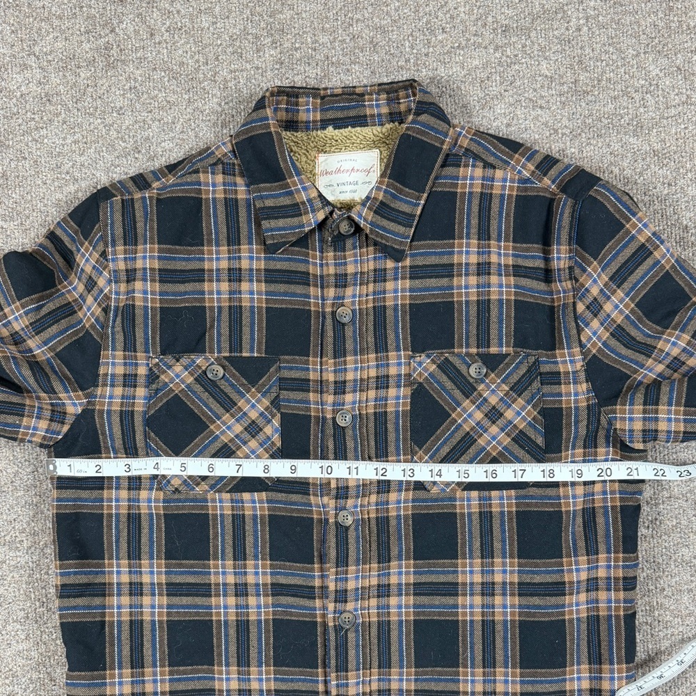 Weatherproof Plaid Fleece Sherpa Fur Lined Button Up Shirt Jacket Mens M Shacket - Picture 12 of 13